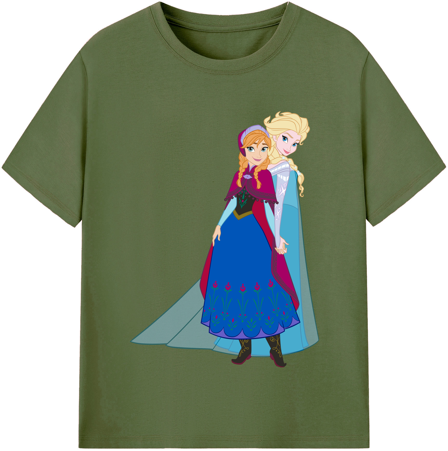 （画像用） アナと雪の女王 アンナ エルサ Frozen Anna Elsa 綿100％半袖Tシャツ（フロントプリント）